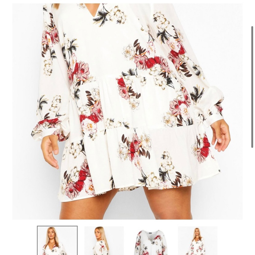 Plus Floral Tiered Woven Smock Dress - Picture 2 of 4